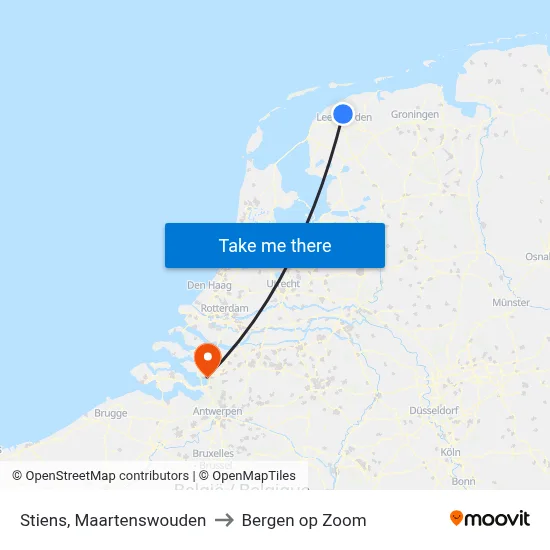 Stiens, Maartenswouden to Bergen op Zoom map