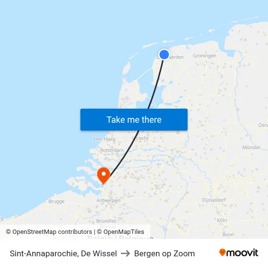 Sint-Annaparochie, De Wissel to Bergen op Zoom map