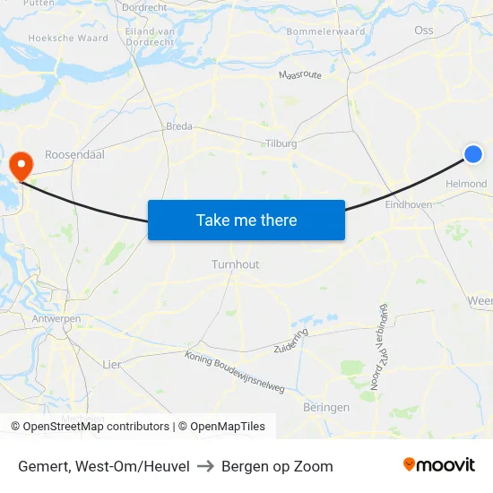 Gemert, West-Om/Heuvel to Bergen op Zoom map
