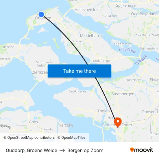 Ouddorp, Groene Weide to Bergen op Zoom map