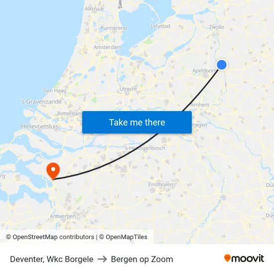 Deventer, Wkc Borgele to Bergen op Zoom map
