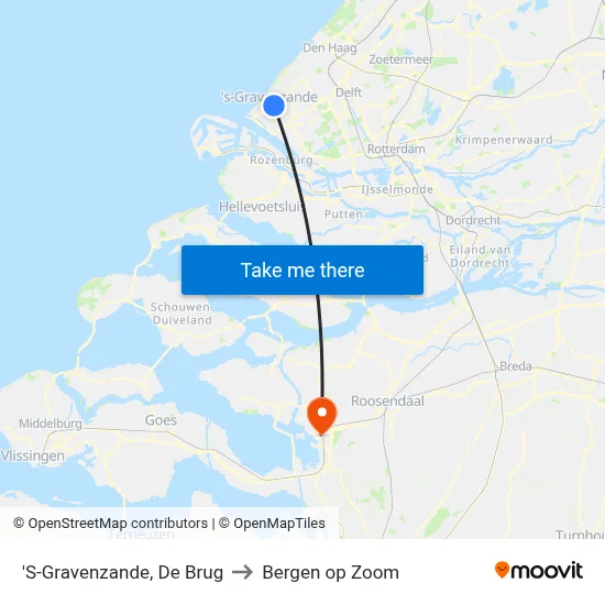 'S-Gravenzande, De Brug to Bergen op Zoom map