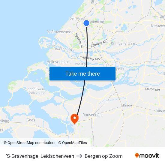 'S-Gravenhage, Leidschenveen to Bergen op Zoom map