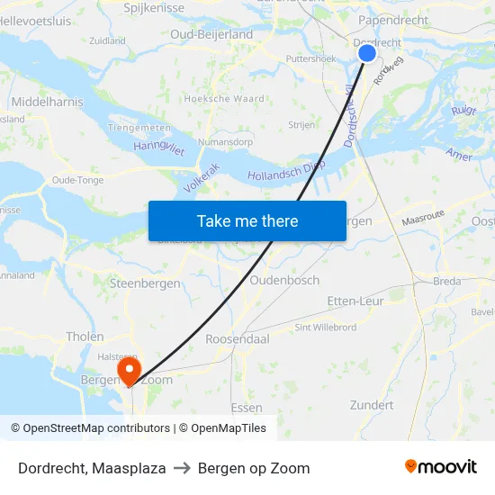 Dordrecht, Maasplaza to Bergen op Zoom map