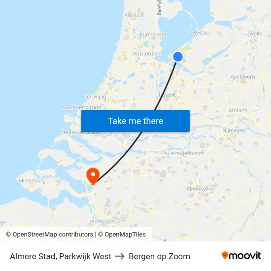Almere Stad, Parkwijk West to Bergen op Zoom map