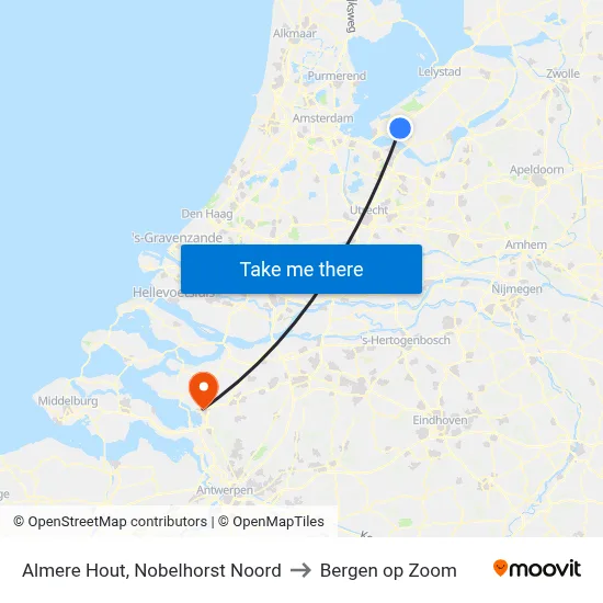 Almere Hout, Nobelhorst Noord to Bergen op Zoom map