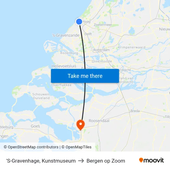 'S-Gravenhage, Kunstmuseum to Bergen op Zoom map
