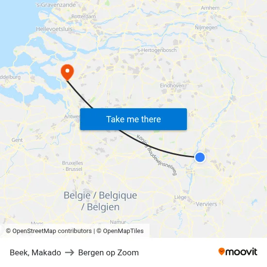 Beek, Makado to Bergen op Zoom map
