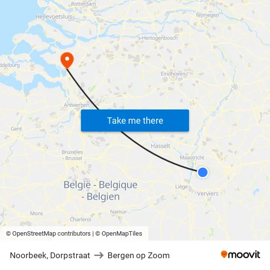 Noorbeek, Dorpstraat to Bergen op Zoom map