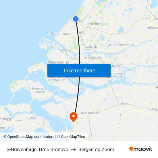 'S-Gravenhage, Hmc Bronovo to Bergen op Zoom map