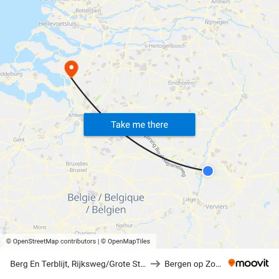Berg En Terblijt, Rijksweg/Grote Straat to Bergen op Zoom map