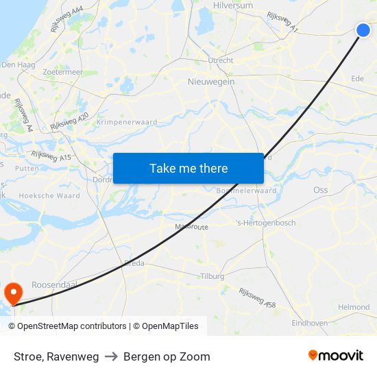 Stroe, Ravenweg to Bergen op Zoom map