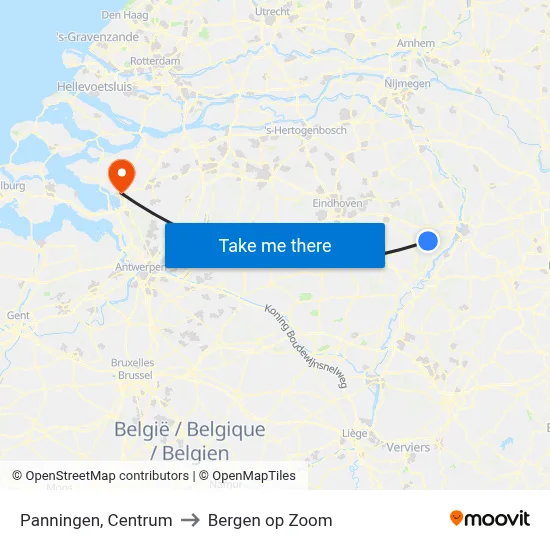 Panningen, Centrum to Bergen op Zoom map