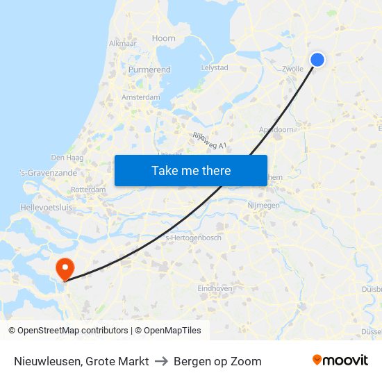 Nieuwleusen, Grote Markt to Bergen op Zoom map