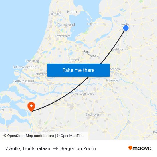 Zwolle, Troelstralaan to Bergen op Zoom map