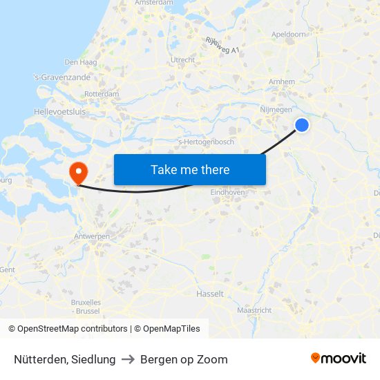 Nütterden, Siedlung to Bergen op Zoom map