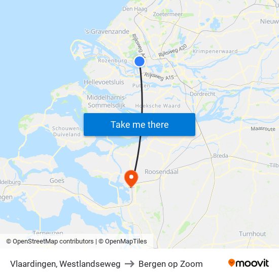 Vlaardingen, Westlandseweg to Bergen op Zoom map