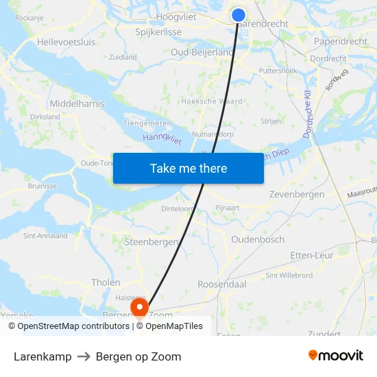 Larenkamp to Bergen op Zoom map