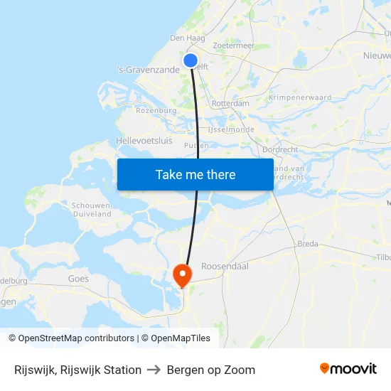 Rijswijk, Rijswijk Station to Bergen op Zoom map