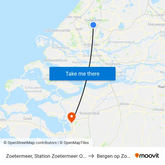 Zoetermeer, Station Zoetermeer Oost to Bergen op Zoom map