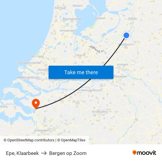 Epe, Klaarbeek to Bergen op Zoom map