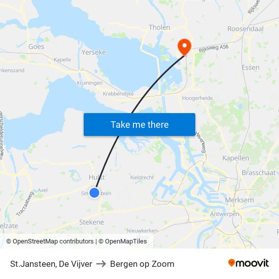 St.Jansteen, De Vijver to Bergen op Zoom map