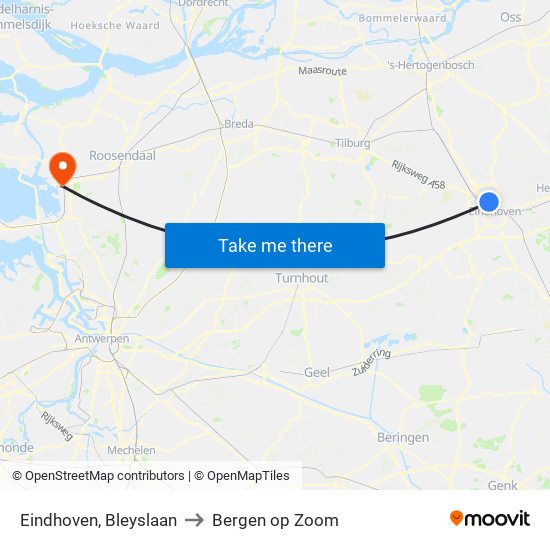 Eindhoven, Bleyslaan to Bergen op Zoom map