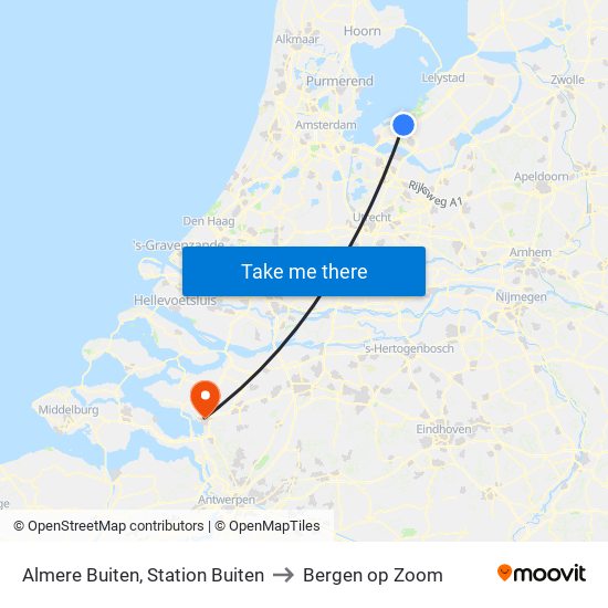 Almere Buiten, Station Buiten to Bergen op Zoom map