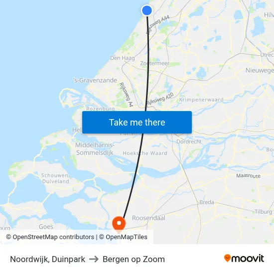 Noordwijk, Duinpark to Bergen op Zoom map