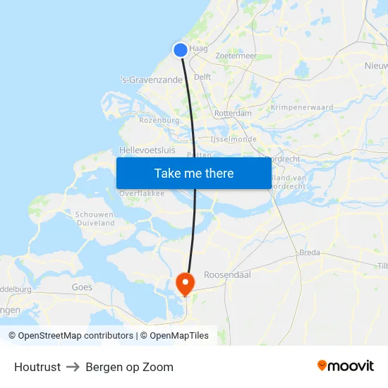 Houtrust to Bergen op Zoom map