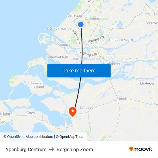 Ypenburg Centrum to Bergen op Zoom map
