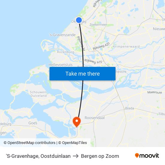 'S-Gravenhage, Oostduinlaan to Bergen op Zoom map