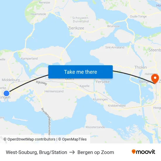 West-Souburg, Brug/Station to Bergen op Zoom map