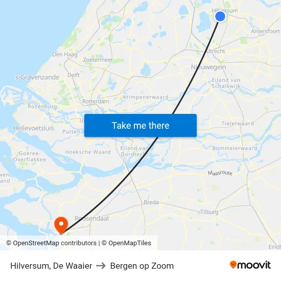 Hilversum, De Waaier to Bergen op Zoom map