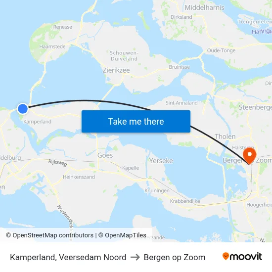 Kamperland, Veersedam Noord to Bergen op Zoom map