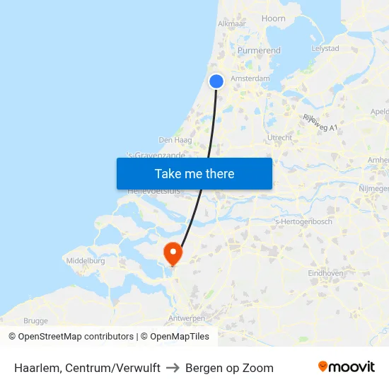 Haarlem, Centrum/Verwulft to Bergen op Zoom map