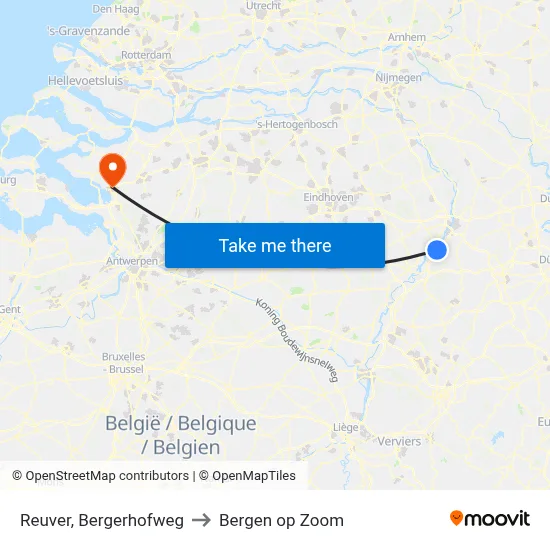 Reuver, Bergerhofweg to Bergen op Zoom map