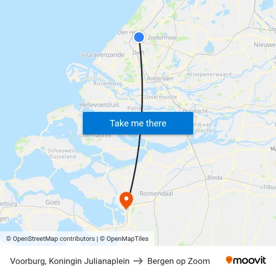 Voorburg, Koningin Julianaplein to Bergen op Zoom map