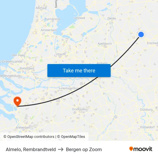 Almelo, Rembrandtveld to Bergen op Zoom map