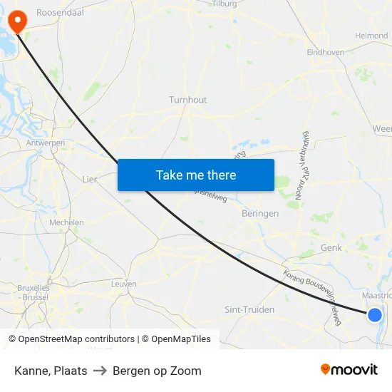 Kanne, Plaats to Bergen op Zoom map