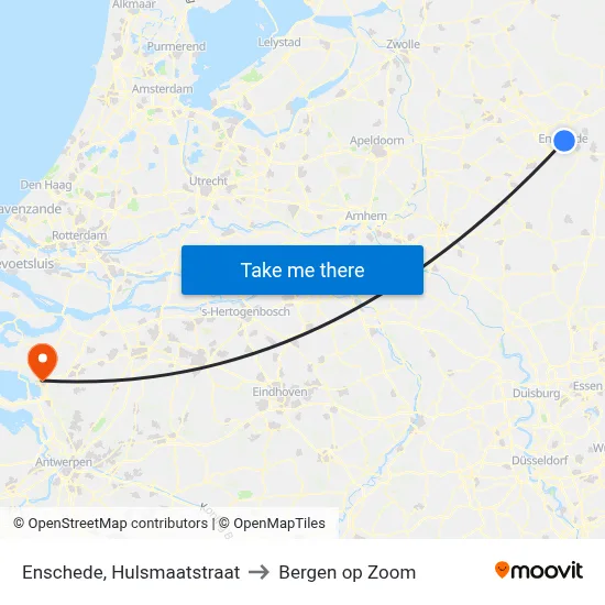 Enschede, Hulsmaatstraat to Bergen op Zoom map