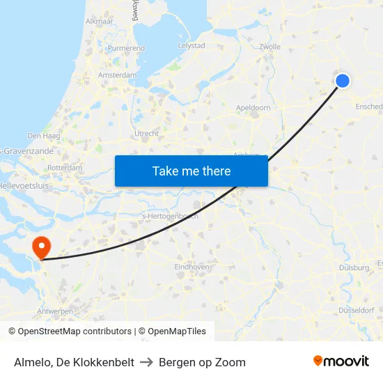 Almelo, De Klokkenbelt to Bergen op Zoom map