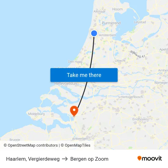 Haarlem, Vergierdeweg to Bergen op Zoom map