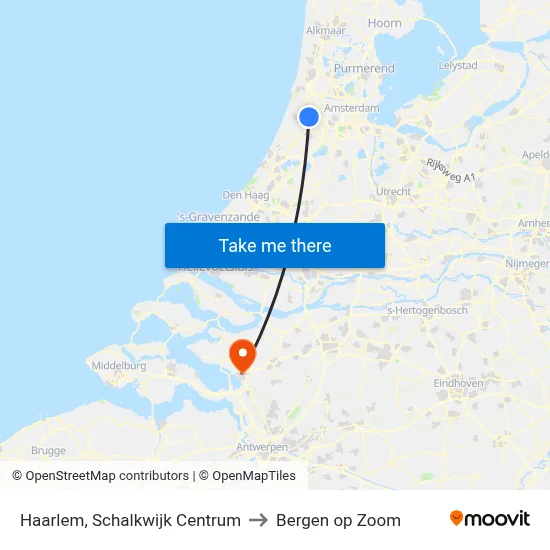 Haarlem, Schalkwijk Centrum to Bergen op Zoom map