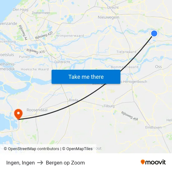 Ingen, Ingen to Bergen op Zoom map