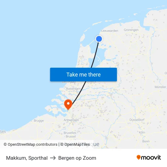 Makkum, Sporthal to Bergen op Zoom map