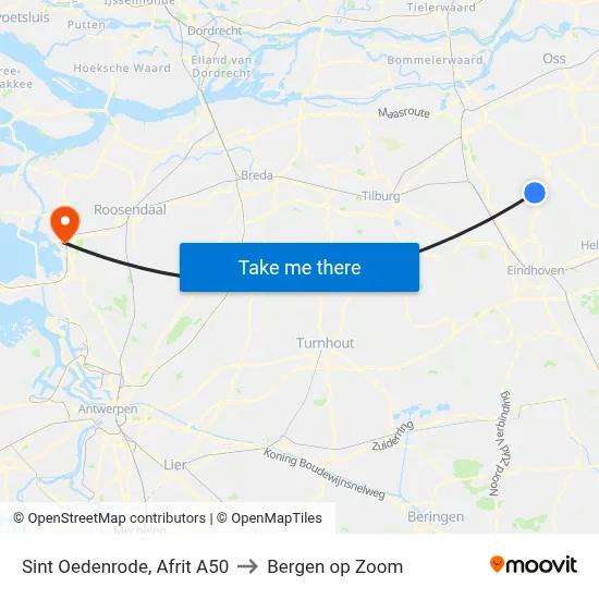 Sint Oedenrode, Afrit A50 to Bergen op Zoom map