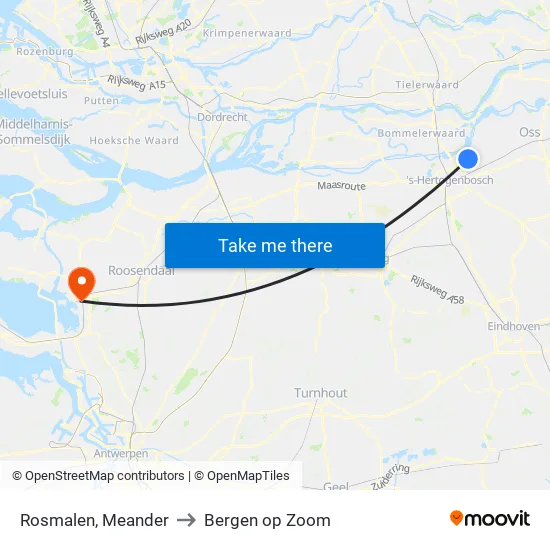 Rosmalen, Meander to Bergen op Zoom map