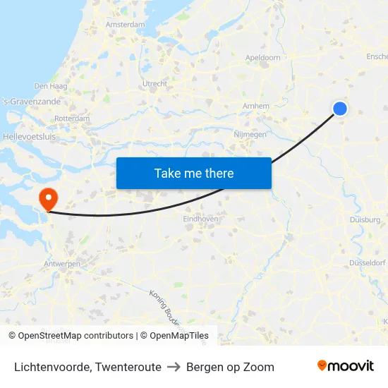 Lichtenvoorde, Twenteroute to Bergen op Zoom map