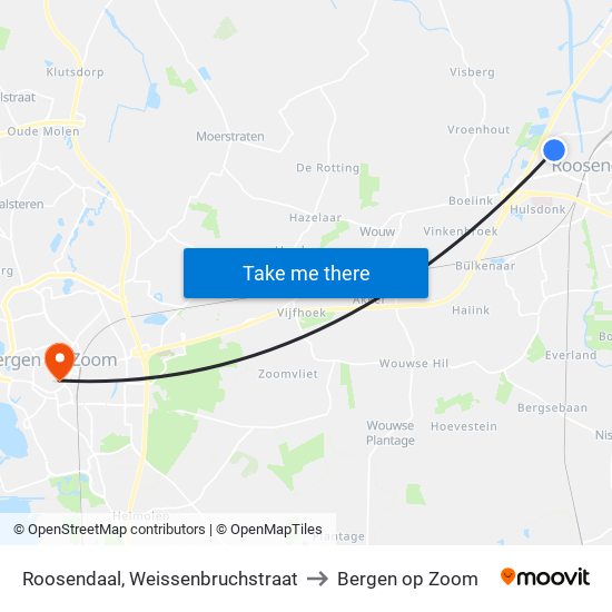 Roosendaal, Weissenbruchstraat to Bergen op Zoom map